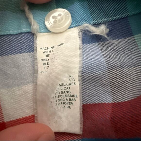 Perry Ellis Mens Shirt Size XL Blue Green Plaid Short Sleeve Button Up Cotton - Picture 10 of 12